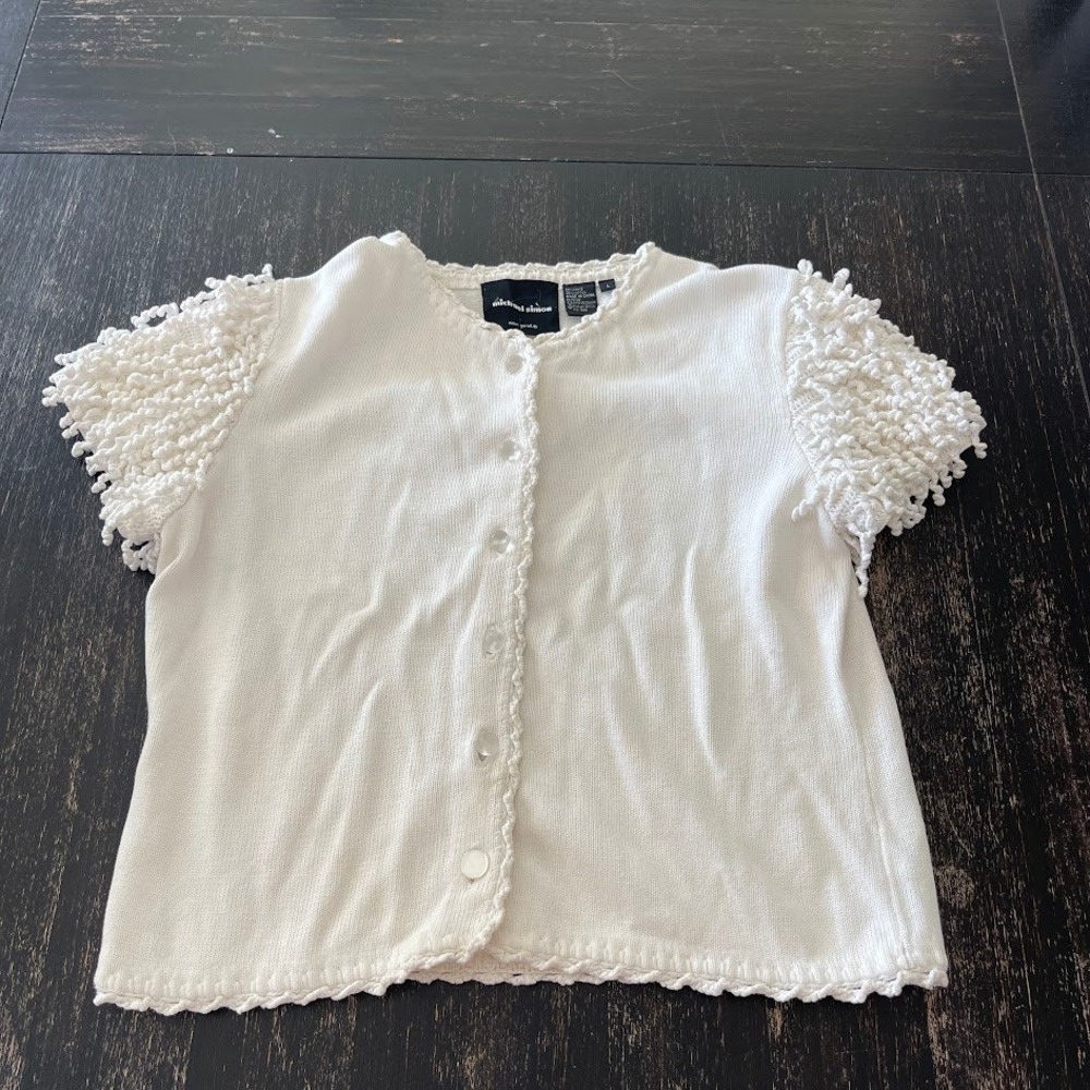 Michael Simon White Short Sleeve Cardigan